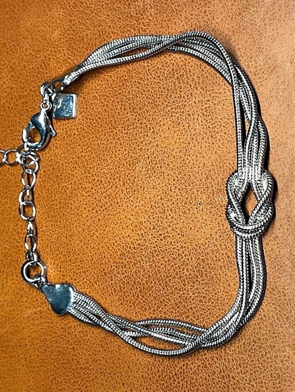 Banana Republic Silver Multi Strand Snake Chain Knot Bracelet
